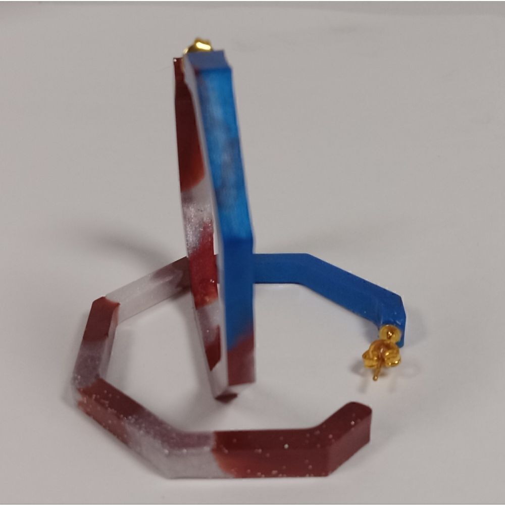 CLEARANCE Red, white and blue resin geometric hoop earrings